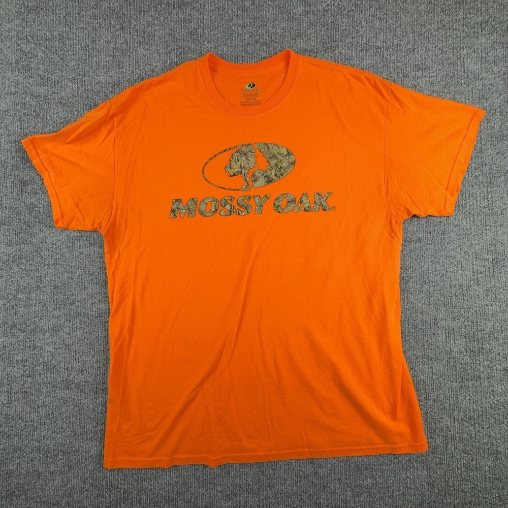 Mossy Oak Shirt Mens XL Orange Logo Graphic Hunting‎ T-Shirt Tee Camo Outdoors